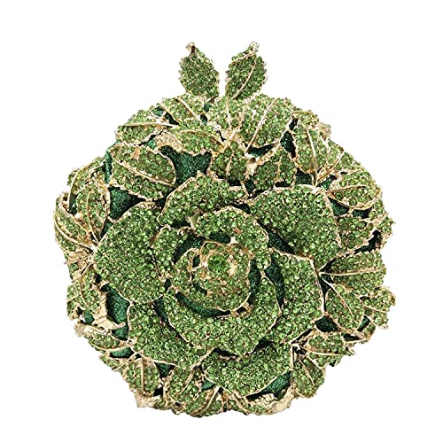 Image of Boutique De FGG Mini Round Flower Crystal Clutch Purses for Women,Formal Evening Bags,Rose Wedding Clutch Bag Party Handbags