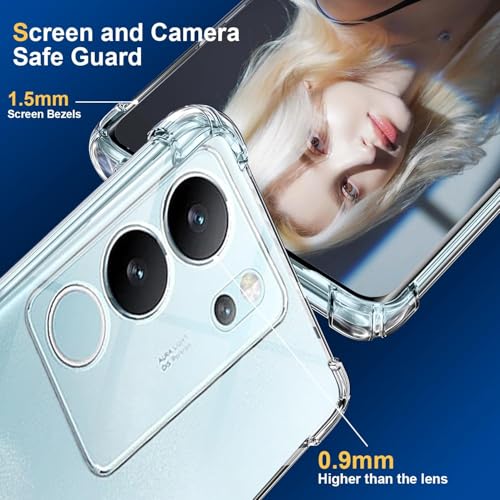Image of Lustree Compatible with vivo V29 Pro 5G Back Cover| Clear + TPU Case with 4 Corner Air Cushion Protection & Camera Protection | Slim& Stylus Cover for vivo V29 Pro 5G