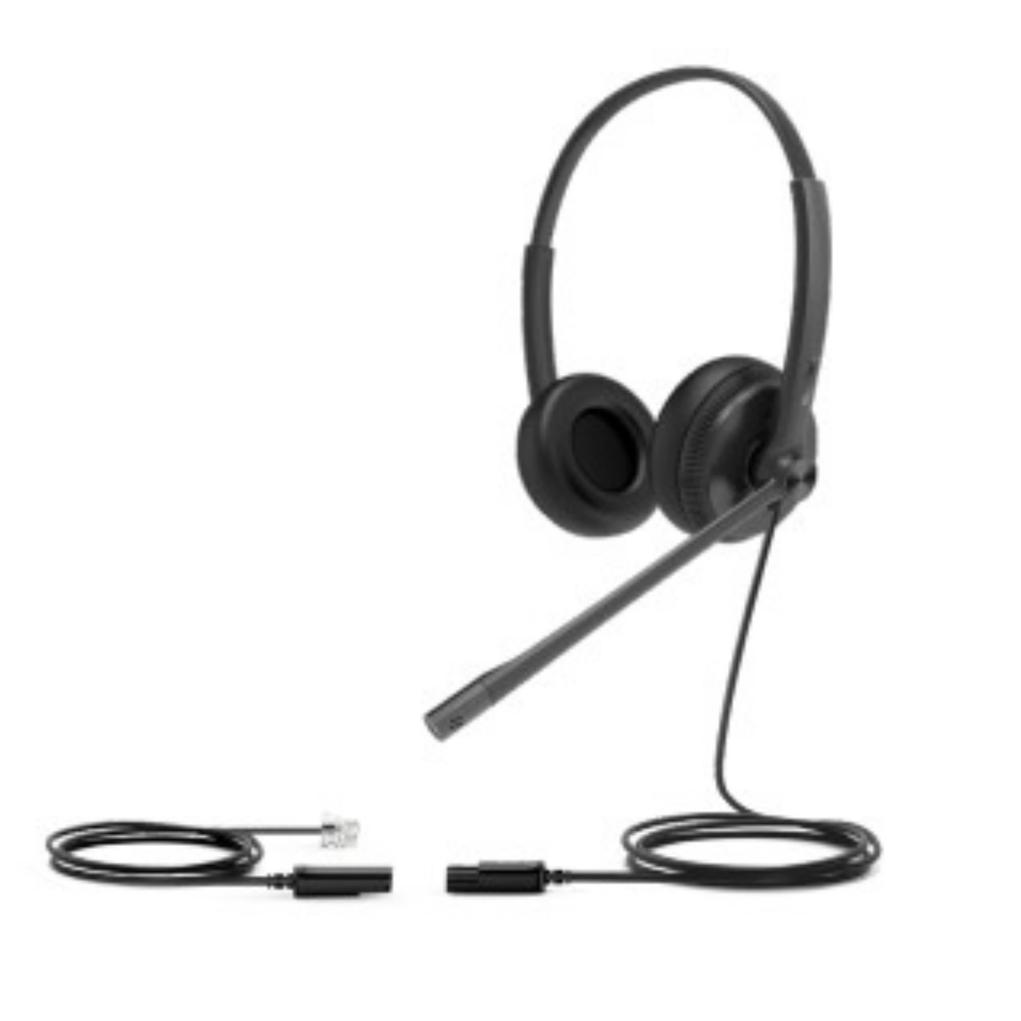 Yealink YHS34 Lite Dual - Auriculares biaurales con Cable conexion rj, Compatible con Todos los telefonos Fijos, Color Negro
