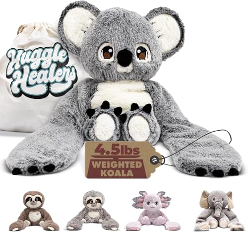 Huggle Healers Weighted Stuffed Animals for Adults, Teens and Kids - 40 Inch Long Plush Arms for Hugs - 4.5lb Koala Stuffed Animal Plushies - Noa Koala