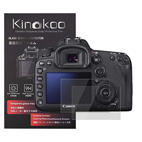 kinokoo Película de Vidrio Templado para Canon EOS 7D Mark II/6D Mark II Crystal Clear Film Protector de Pantalla Canon 7D II 6D II sin Burbujas/antiarañazos (Paquete de 2)