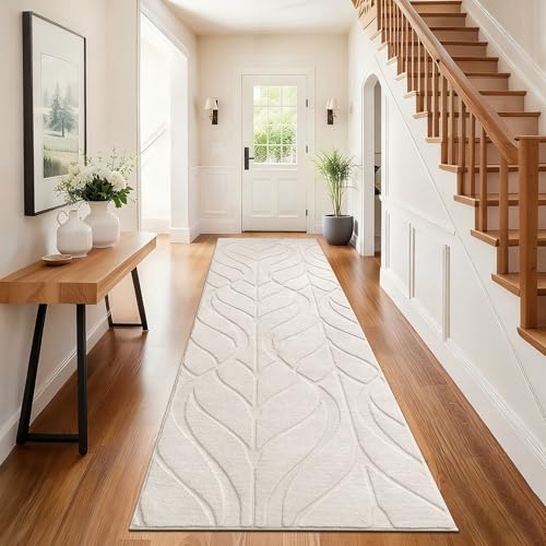 SHACOS Langer Teppich Läufer 80x250 cm Läufer Flur rutschfest Beige Teppichläufer Waschbar...