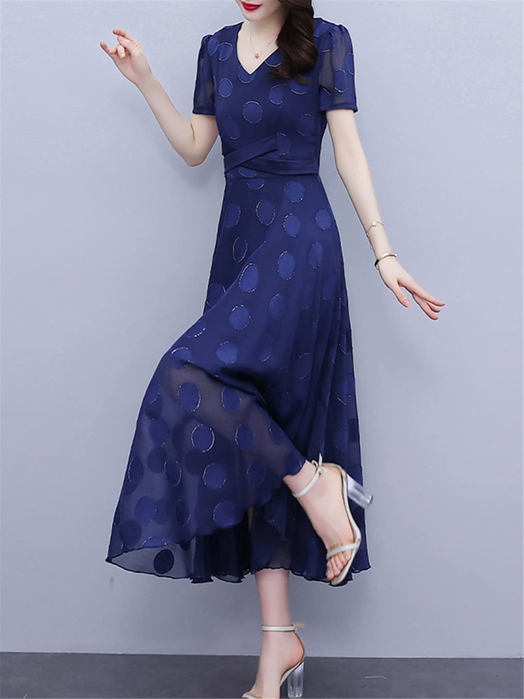 Suwequest Abito da sera lungo da donna, estivo, in chiffon, elegante, casual, per feste e balli di fine anno