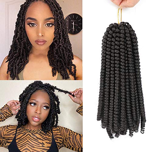 Jinhui Spring Twist Hair 2 Packs 10 Inch Ombre Colors Bomb Spring Twist Crochet Braiding Hair Fluffy Low Temperature Kanekalon Crochet Hair for Black Women (4#)…