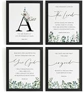 DSHFG Christian Scripture Wall Art Decor, Sage Green Decor Initial Wall Decor Prints Set of 4, Ch...