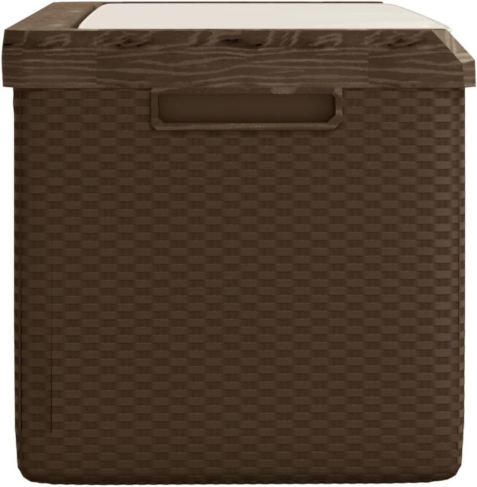 Patio Storage Box with Seat Cushion Brown 92.5 gal PP, Patio Storage Boxes