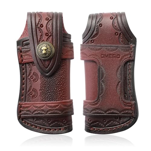 Omesio Fourreau à Couteau en Cuir Véritable Robuste et Durable - Pour Lames de 9 à 12.5 cm