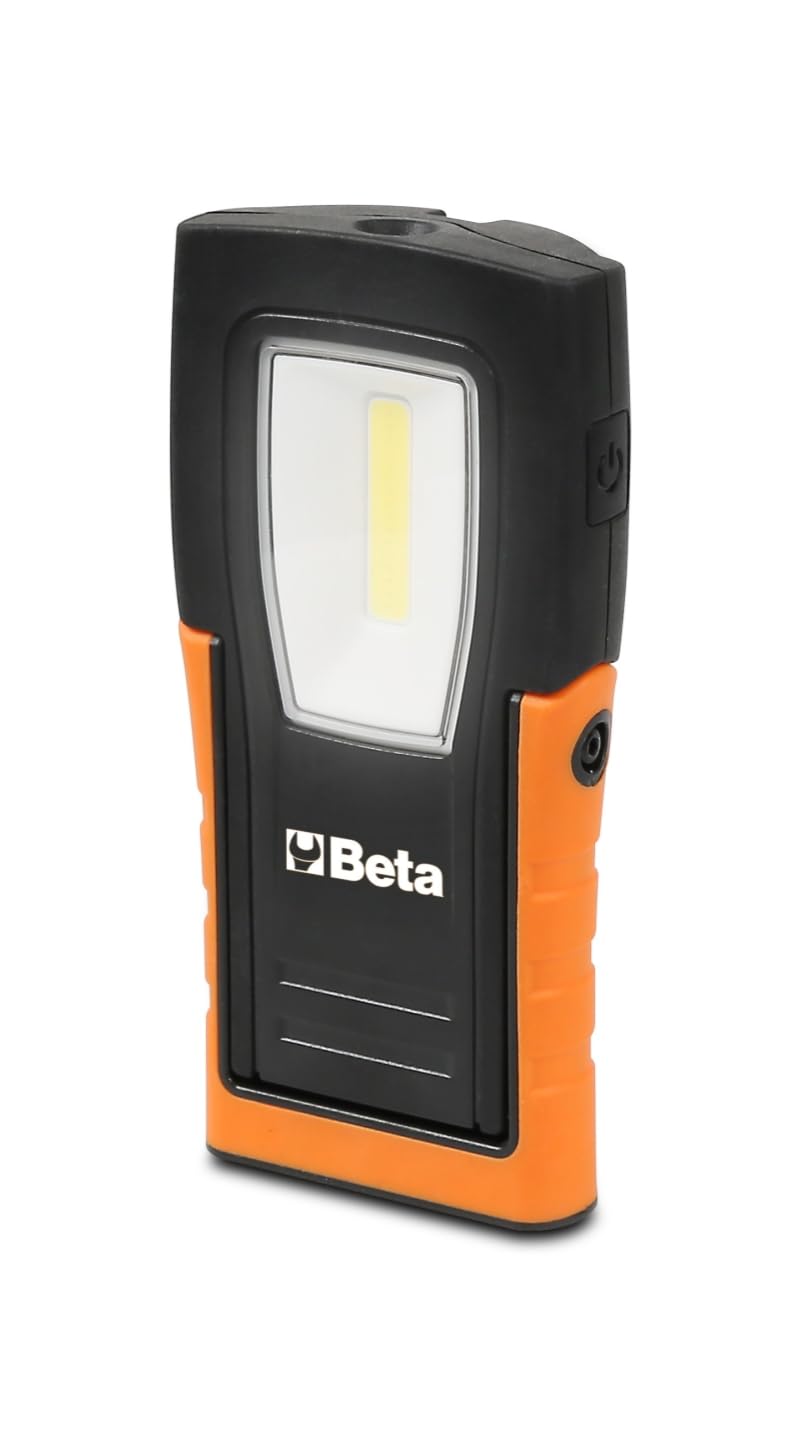 BETA 1838COMPACT Lampada LED Potente Professionale IP65 Compatta Ricaricabile con 2 Emissioni Luminose e 3 Intensità, Corpo Antiscivolo e Antiurto, Appendibile con Clip e Base Magnetica