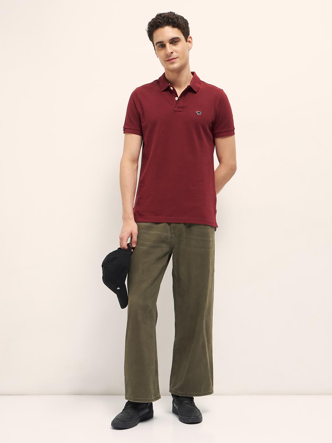 THE BEAR HOUSE Men's Regular Fit Red T-Shirt 3