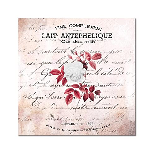 Plaque en bois vintage rose française 30x30 cm pour décoration murale de salon