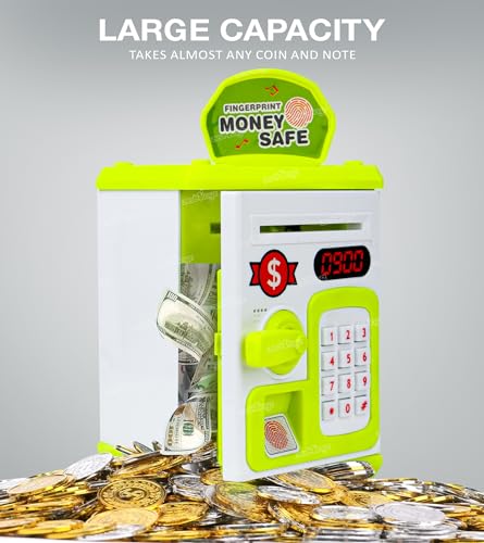 Image of Zest 4 Toyz Piggy Bank with Lock Code Money Saving Coin Bank Auto Cash Roller Gullak Birthday Return Gift for Kids(Green)