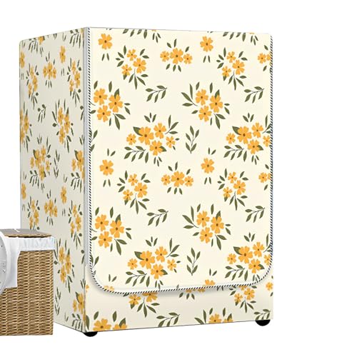 Odot Washer Dustproof Cover Front Load, Washing Machine Dryer Protector Sunscreen Waterproof Tumble Dryer Case Protective Cover for Most Front Loadi (yellow flower,L-capacity 10.5-12kg)