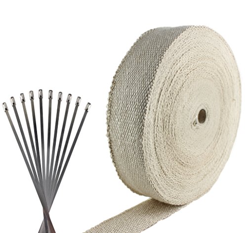 Image of Exhaust Pipe Wrap, Heat Shield Tape in: Fiberglass, Basalt (Titanium), Vermiculite or Foil Faced.