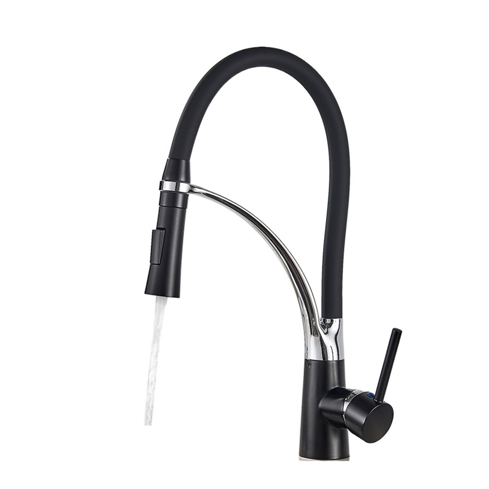 Zqfhsx Black Chrome Deck Mount Black Hose Chrome Kitchen Faucet Single Handle Stream Sprayer Mixer Hot & Cold Pull Down Crane(Chrome Led Light A)