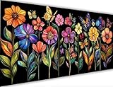 Malen Nach Zahlen Erwachsene Schmetterling Malen Nach Zahlen mit Rahmen 50x100cm Blume Paint by Numbers für Anfänger,DIY Set Erwachsene,Ölgemälde Leinwand Kit mit Acryl Bastelset,Wand Dekor LE-921