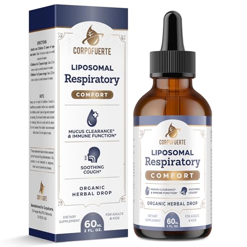 Corpofuerte 11-in-1 Liposomal Respiratory Relief Drops - Mullein Drops for Lungs with Elderberry Licorice Root - Support Lung Cleanse and Mucus Relief - Suitable for Kids and Adults (1 Pack)