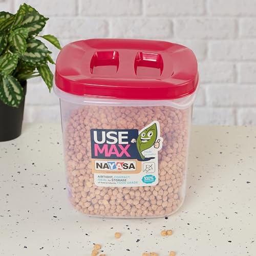 Image of Nayasa Use Max Container (5 Ltrs, 7.5 Ltrs, 10 Ltrs) BPA Free Food Grade Airtight Kitchen Storage Stackable Containers- Set Of 3, Pink