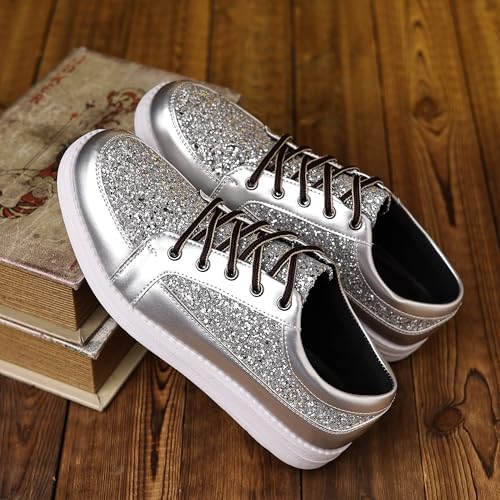 Image of Trsorini Mens Glitter Shoes Sparkly Sneakers Fashion Bling Sequin Shiny Comfort Men Shoes