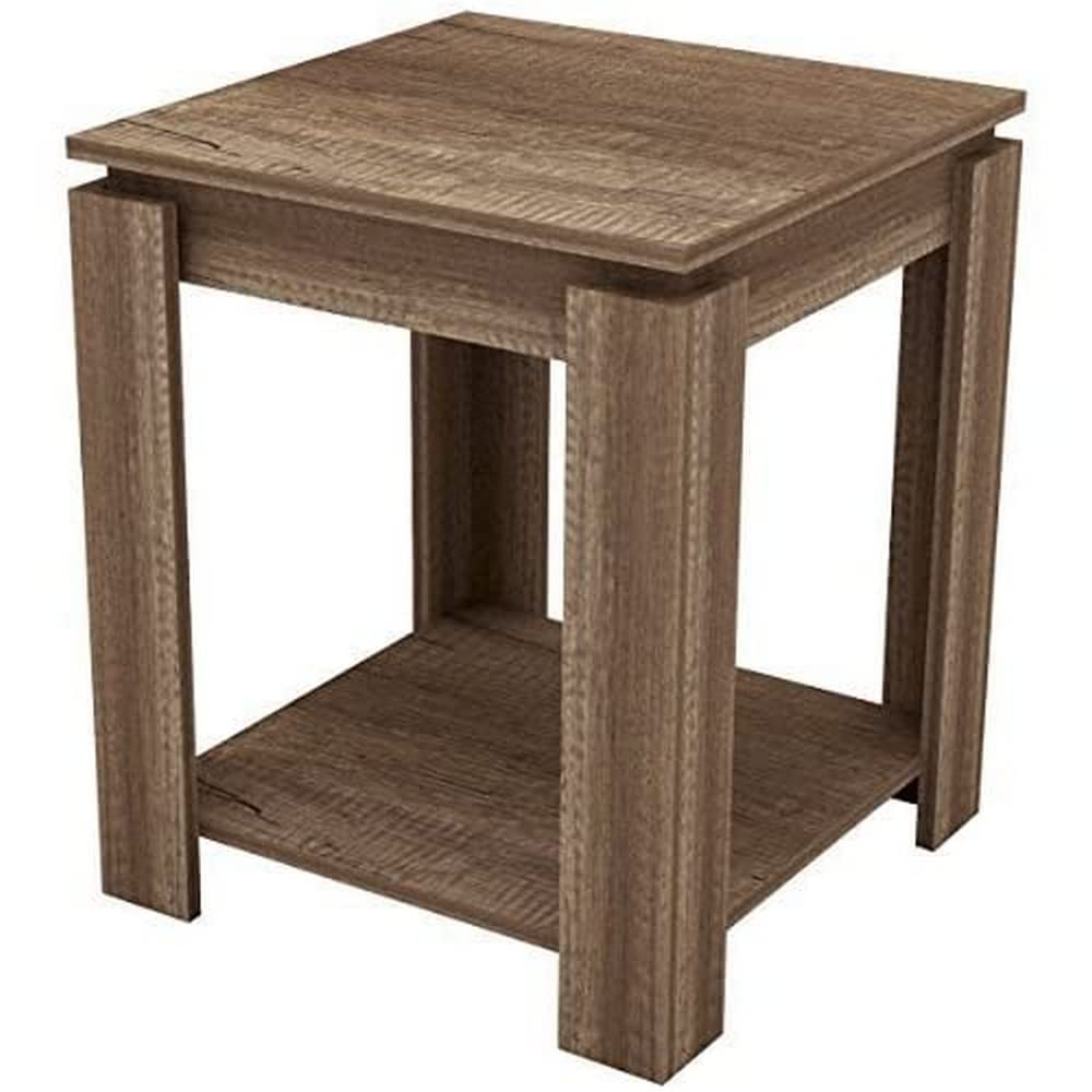 GFW Canyon Oak Lamp Table, Oak Effect Side Table with Storage Shelf, Rustic Living Room End Table with 3D Wood Finish