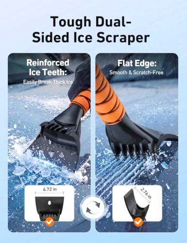 AstroAI 27" Snow Brush and Ice Scrapers for Car Windshield, Snow Removal | Silicone Squeegee, Detachable, Scratch-Free, Aluminum Cleaner & Ice Remover, Winter Accessories for Auto Cars, SUVs, Trucks - image 7