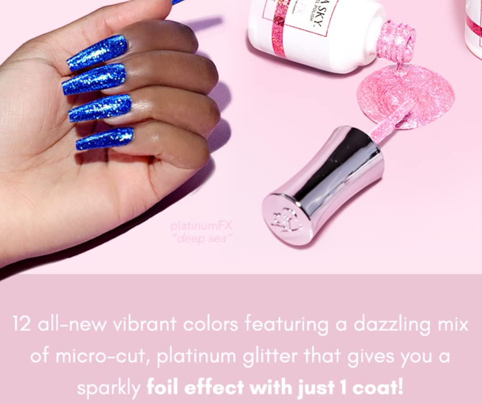 Miniatura 6 de Kiara Sky LED UV Soak Off Platinum Gel FX (Mar profundo - Una capa de purpurina de aluminio)