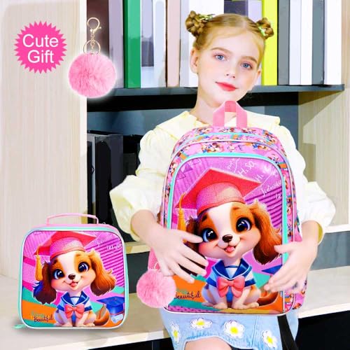Image of AGSDON 3PCS Backpacks for Girls, 16 inch Elementary Kids Backpack Preschool School Bookbags and Lunch Box