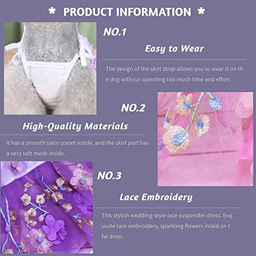 UOSIA Flor Lace Dog Dress Dog Princess Suspender Traje Puppy Tutu Floral & Bow Roupas Puppy Bordado