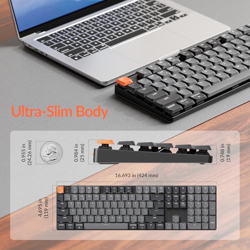 Image of Keychron K5 Version 2 Wireless Bluetooth 5.2 Mechanical Keyboard, Low Profile Milk POM Switch Full-Size 100% Layout QMK Programmable, White Backlit with Shine-Through Keycaps for Mac Windows Linux