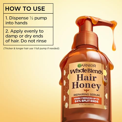 Garnier Whole Blends Honey Treasures Hair Honey Repairing Serum for Long, Damaged Hair, 5.1 Fl Oz, 2-Count (Packaging May Vary) - image 6