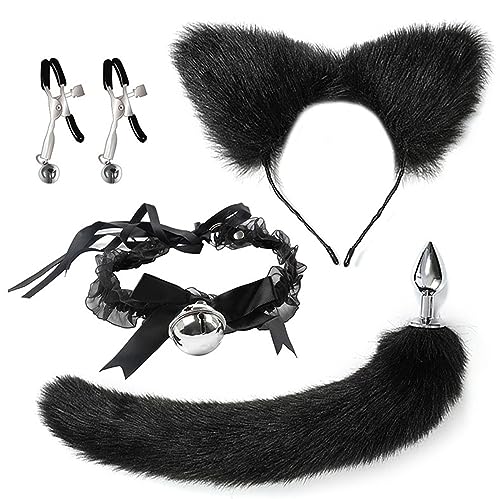 Set de costumes de renard 4 pièces comprenant queue oreilles collier et pinces pour le cou