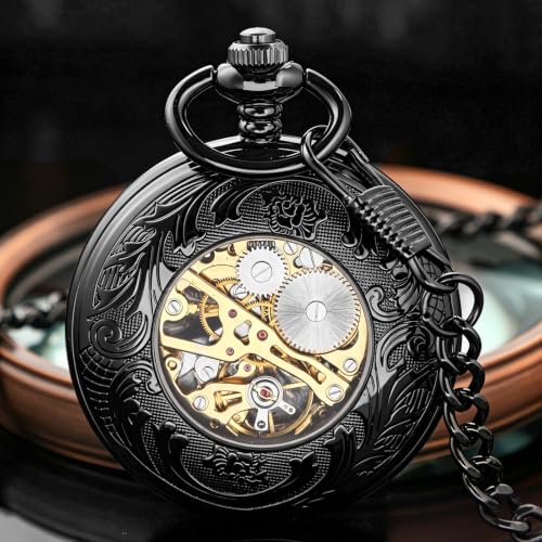 Image of Pocket Watch Vintage Mechanical Pocket Watches with Chain Christmas Graduation Birthday Gifts Father's Day