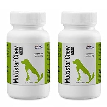 Tails Nation Multistar Chew Tablets Nutritious & Delicious Supplement with 10 Minerals & 8 Vitamins for Dogs & Cats - Pack of 2 (60 Count)