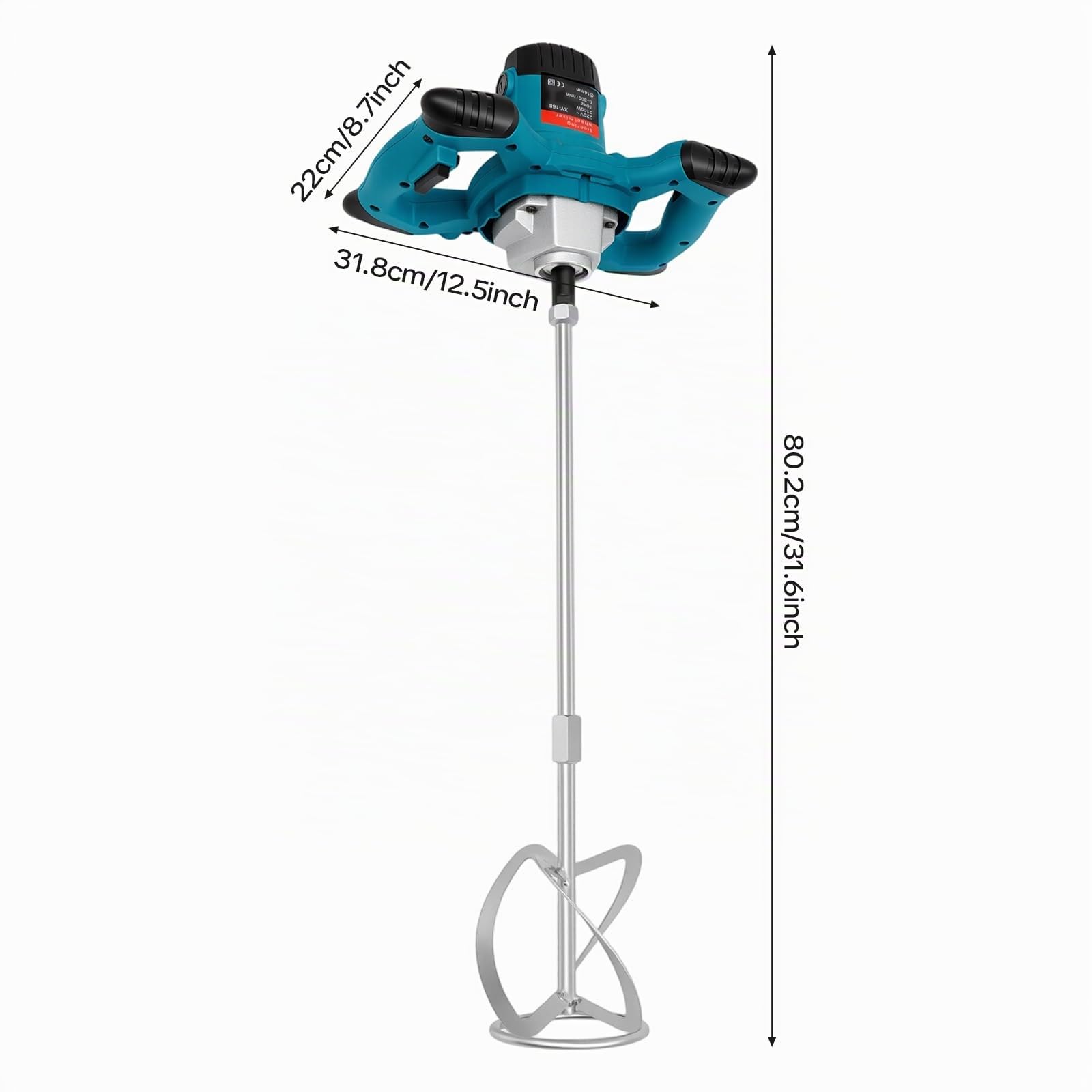 Mélangeur à Béton 2100W Mélangeur Électrique de Forage de Béton Réglable Vitesse M14 Portable Mélangeur de Mortier à Main pour Mélanger Peinture/Boue de Ciment/Béton/Mortier/Fourrage