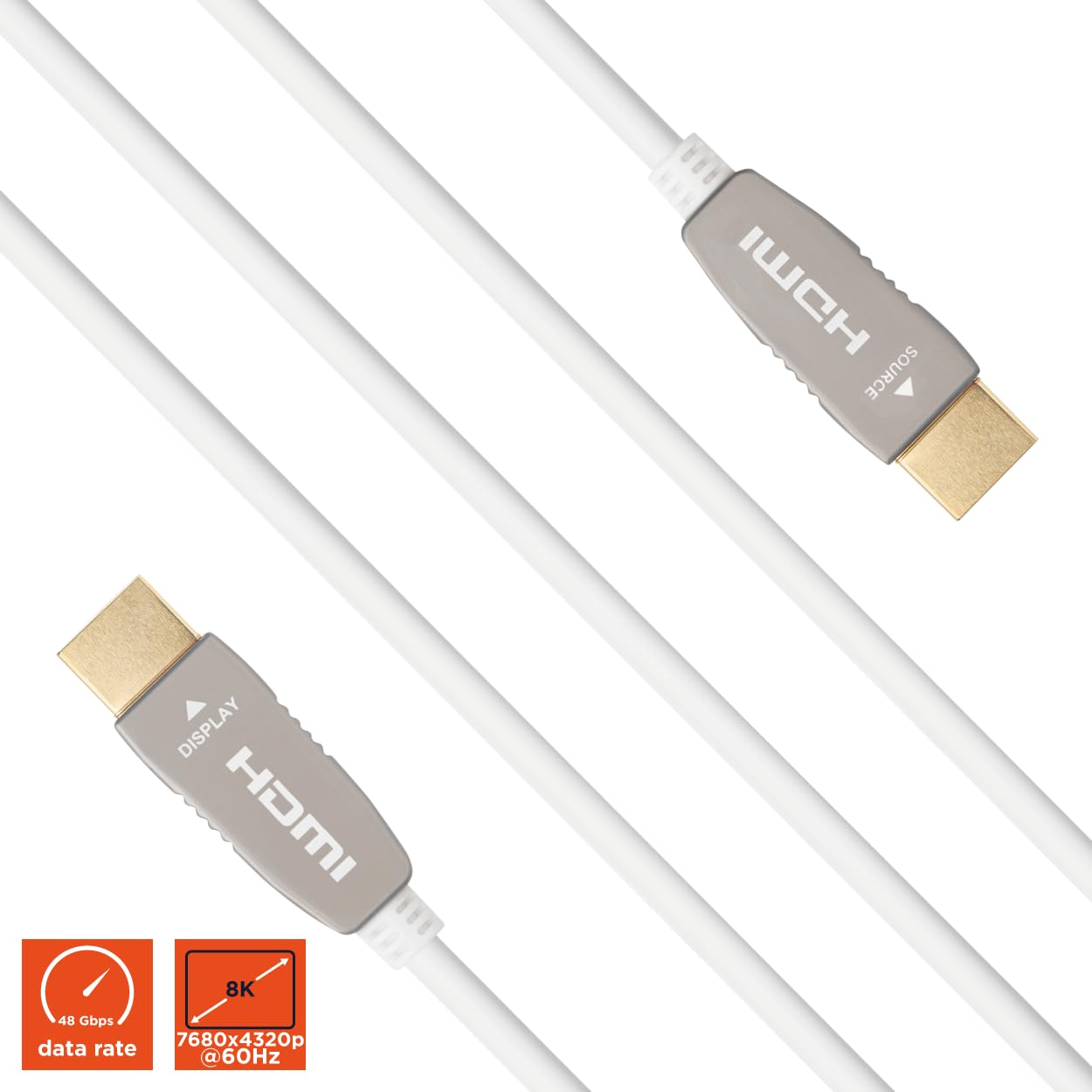 Celexon Cable Activo de Fibra óptica UHD HDMI 2.1 8K de 20 m, Blanco