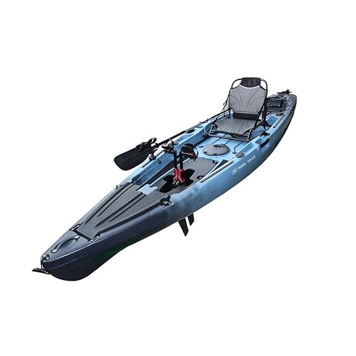 12' Pedal Fin Drive Powered Fishing Kayak | Sit-on-Top or Stand-Capable | 550 lbs Capacity, Ideal for All Ages | Ideal for Ocean, Lake, or River | Pesca canoas caiaques
