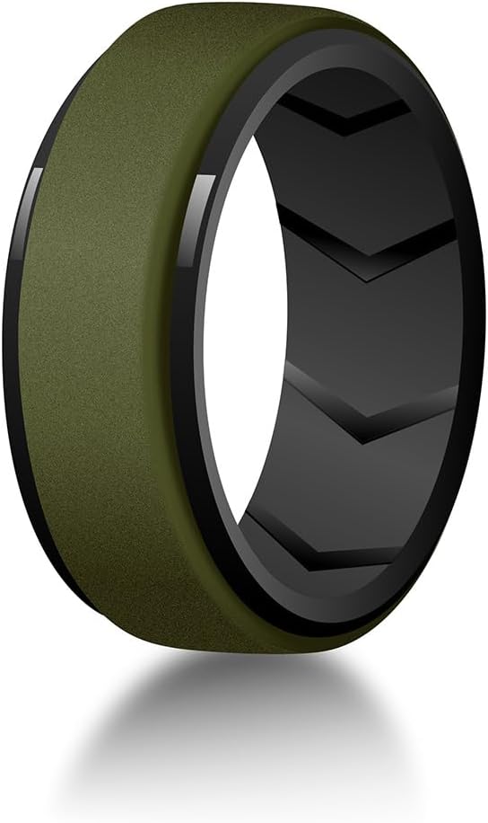 7-Pack Silicone Ring Set for Him – 8mm Wide Rubber Bands in Black, Gray, Blue, Coffee, Green, Hypoallergenic Comfort Fit Wedding Band Alternative for Active Lifestyles, Sizes 7–15 - Image 4