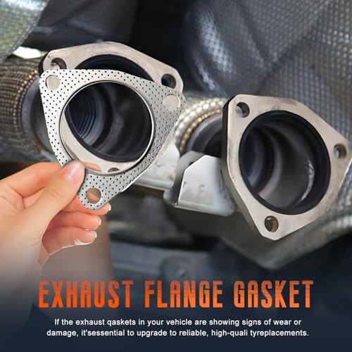 Image of 2PCS Car Exhaust Flange Gasket, Reinforced 2 Bolt 2.5 Inch High Temperature Seal for Exhaust System, Car Accessories Universal Muffler Gasket