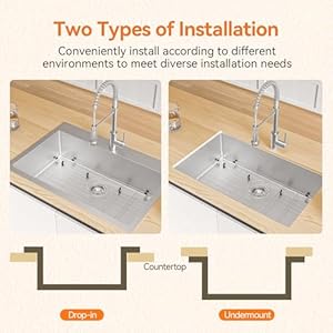 33×22 drop inundermount kitchen sink tecasa single bowl kitchen sink with pull down faucet 18 gauge t 304 stainless steel kitchen sink with accessories  urban country home decor