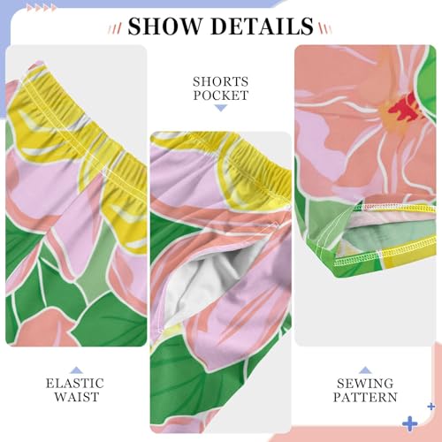 J JOYSAY Hibiscus Blossom Foliage White Pajamas Pants Soft Long Pajama Bottoms Lounge Sleep Pants Size S-XL4
