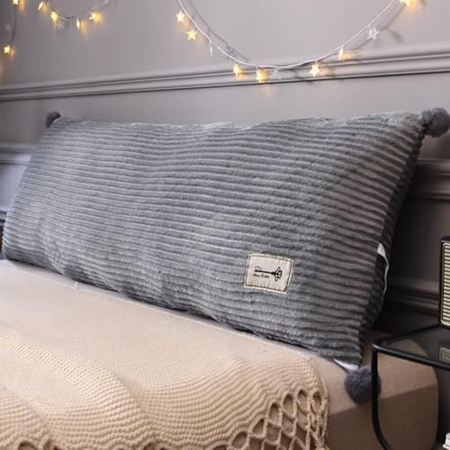 nonotse Coussin antidérapant de Dossier de Chevet pour lit/canapé/Sofa avec Attaches, Coussin de Lecture, Couvercle Amovible (Gris,100 * 45cm)