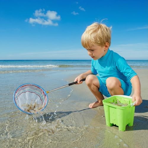 Image of Goaste 3 Pack Kids Fishing Net, Telescopic Lightweight Landing Net, Bug Insect Catching Net with Stainless Steel Pole Handle for Kids Outdoor Playing, Extendable from 26 inch to 67.5 inch