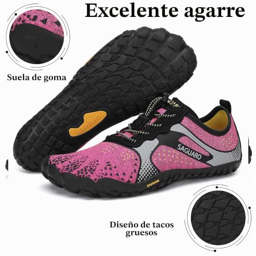 Miniatura 5 de Barefoot Zapatillas De Trail Running Hombre Mujer Minimalistas Zapatillas De Deportes Acuaticos Zapatos De Agua Para Playa Beach Surf Yoga, Hm Rosa 42