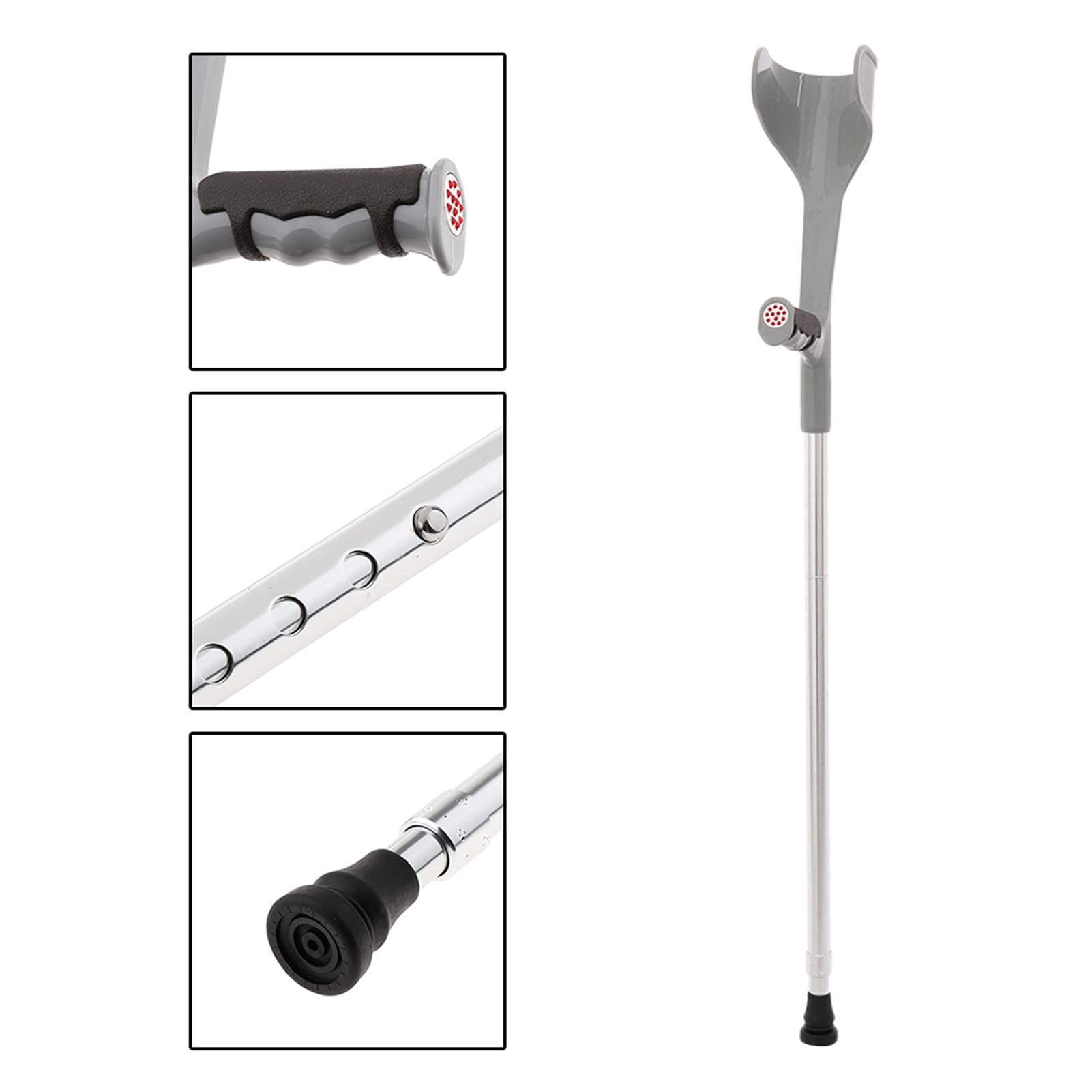 Muletas de antebrazo de aluminio, muletas de antebrazo para adultos, muletas para caminar, muletas de antebrazo de aluminio muleta plateada, paquete de 2 de moda
