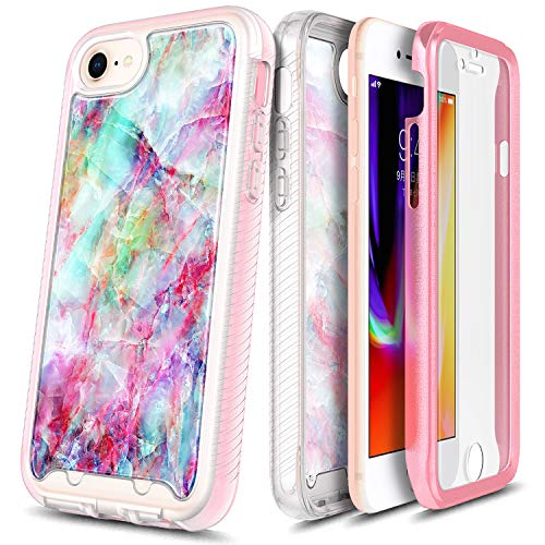 E-Began Case for iPhone 6/6s, iPhone 7/8, iPhone SE 2020 (2nd Gen), Full-Body Protective Rugged Matte Bumper Cover with Built-in Screen Protector, Marble Design, Shockproof Durable Case -Fantasy