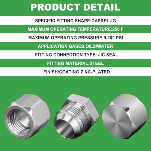 Image of 72 Pcs JIC 37 Plug and Cap Kit, Flare Threads Hydraulic Hose Fittings Carbon Steel Pipe Fitting Set hydraulic plugs and caps kit with Precision Threads, Size 4 6 8 10 12 16