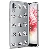 Surakey Compatible avec Coque Huawei P20 Étui Huawei P20 Transparente Silicone Gel TPU Souple Housse Etui Anti-Scratch TPU Bumper Case Housse de Protection, Panda Yoga