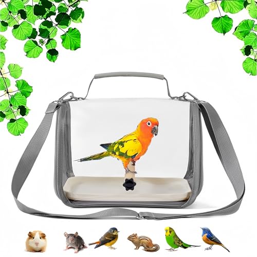 Image of Portable Small Bird Travel Cage Carrier, A Convenient Go Out Solution for Various Birds and Lizard, Featuring a Standing Perch and Comfortable Mat (with Tray).