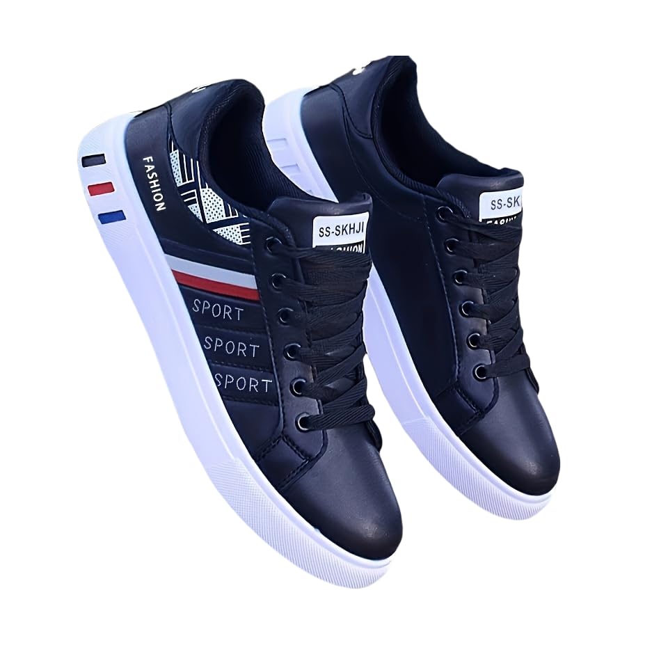 Men's Easily Wiped Clean Skate Shoes with Good Grip, Breathable Lace-up Sneakers, Men's Footwear