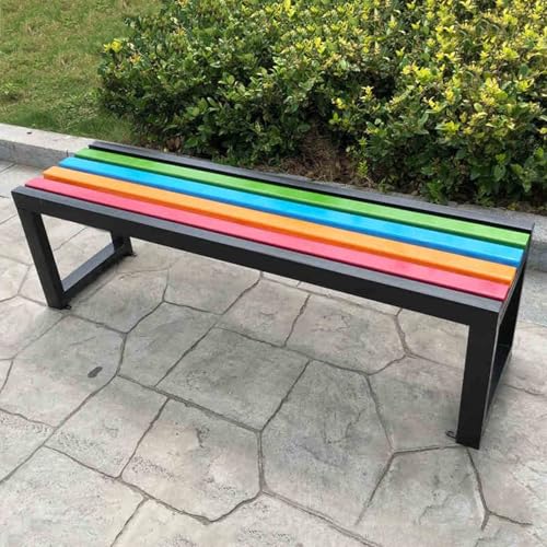 Banc de jardin sans dossier gain de place noir pour terrasse