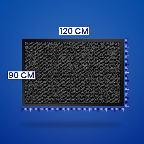 comflor Hochwertige Fußmatte Grau-Schwarz 90x120 groß für Innen & Außen - Schmutzfangmatte rutschfest, waschbar & wetterfest - Fussmatte für Eingangsbereich & Aussenbereich - Läufer Flur dünn